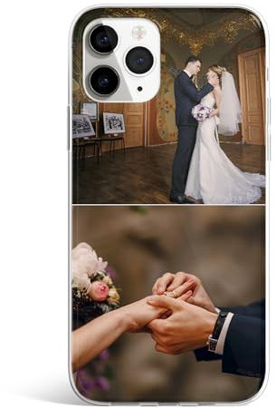 Personalised Photo Phone Case for iPhone 12 Pro Max Custom Clear TPU Rubber Design Your Own Case with Image, Text - Two Photos Collage