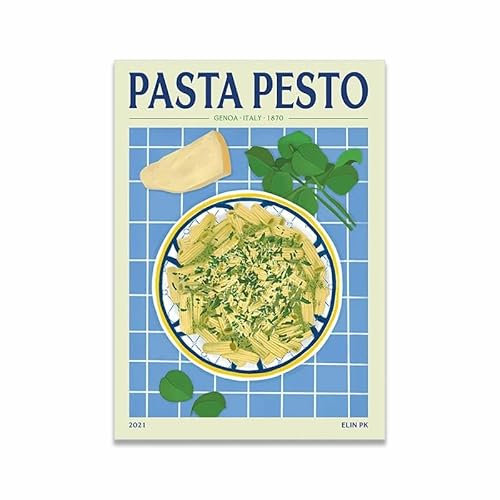 Leinwanddruck, Gemälde, Poster, Vintage-Retro-Pasta-Pesto-Muster, Wandbild, Kunst, Wohnzimmer, Studio, Inneneinrichtung, Heimdekoration 50X70Cm Kein Rahmen