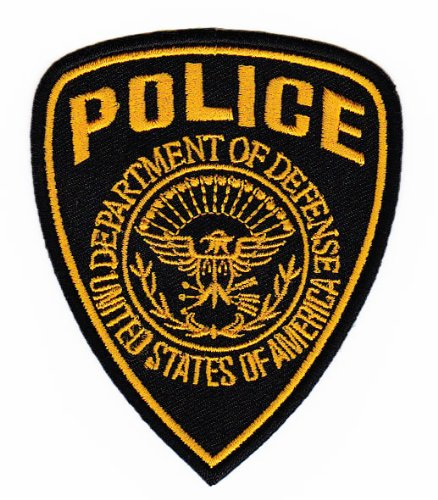Police Abzeichen Gelb Aufnäher zum aufbügeln oder aufnähen Bügelbild Aufbügler für Kleidung gestickter Bügelpatch Applikation USA Karneval Fasching Kostüm Patch Größe 7,5 x 9,0 cm