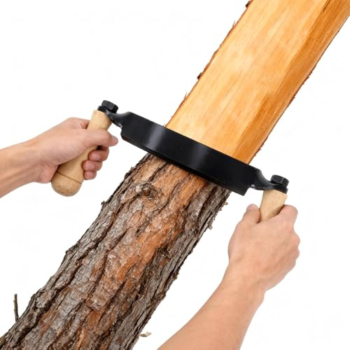 Natudeco Zugmesser,Rindenschäler,Holzbearbeitungs-Ziehmesser,Holzscheit-Entrindungshandwerkzeug,Baumschäler Ziehmesser für Baumrinde Schäleisen(Halbmondform 10 Zoll)