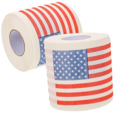 GOOHOCHY Papier Toilette Imprimé 2 Rouleaux Drapeau Américain Papier Hygiénique Absorbant