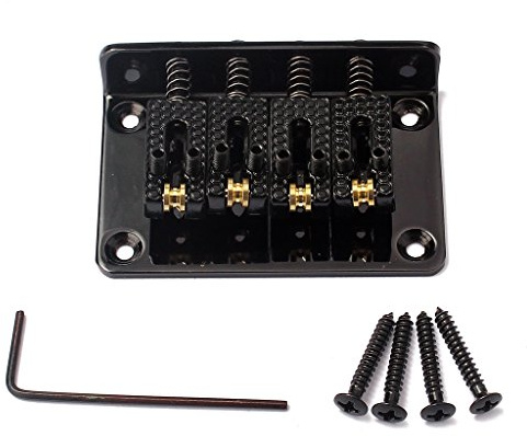 Hard-Tail Roller Bridge 4 Saiten Gitarre Bridge Roller Hardtail Bridge Top Load Guitar Bridge Roller Sättel für Zigarrenbox Gitarre (Schwarz)