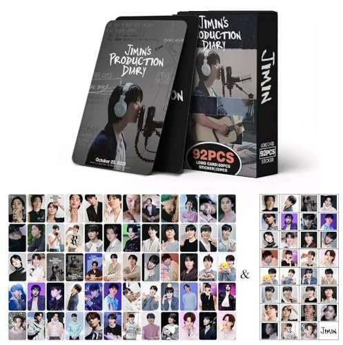 V Jungkook Jimin Jin Suga J-Hope RM 60 Stück Fotokarten, Grußkarten, Sammlung, Mini-Karte, Postkarte, Lomo-Karten und 32 Aufkleber (Jimin Daily)
