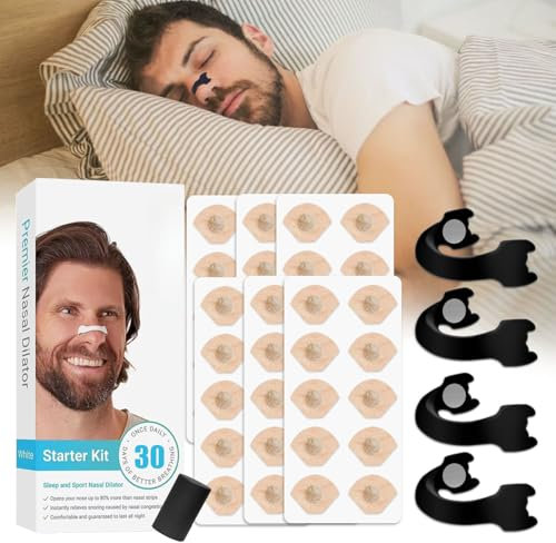 Respirelief, Intake Breathing Nasal Strip,30 Stück Magnetischer Anti Schnarch Nasenspreizer, Nasenstrips Gegen Schnarchen für Reisen, Hote, Besser Schlafen und Atmen, Nasenstau Therapie GeräTe