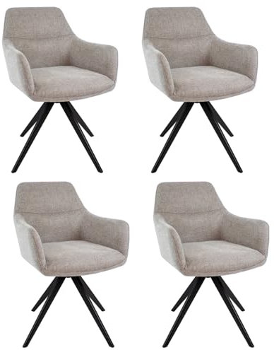 Kick Collection 4er Set Esszimmerstühl Tom Texture - Taupe - Modern und Hochwertig - Strukturierter Stoff - Erhältlich in vielen Farben