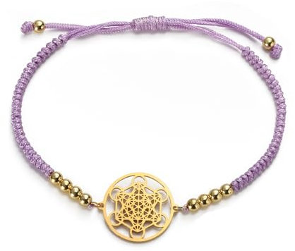 EUEAVAN Metatrons Bracelet cube réglable en perles pour couple - Géométrie sacrée - Fait à la main - Corde tressée - Bracelet porte-bonheur rouge - Amulette de la kabbale, M, Acier inoxydable, Pas de