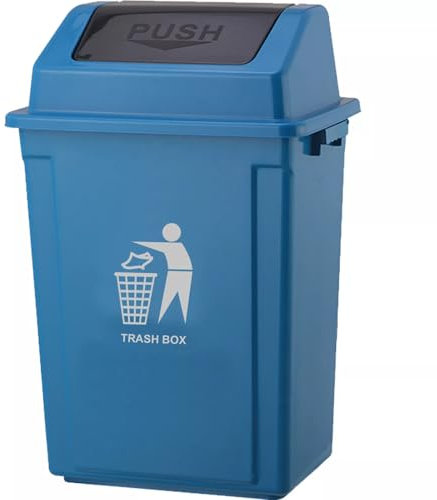 DUAS Large 30L-40L Recycling Swing Trash Can – Durable Plastic Waste Bin for Home, Kitchen, Office – 6 Color Options (Blue, 30 Litres)