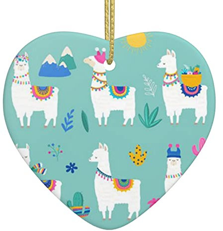 Alpaka Lama Weihnachten Keramik Liebe Anhänger Weihnachtsdekorationen Hängende Baumschmuck Home Decor