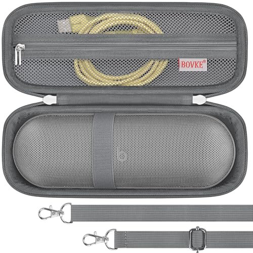 BOVKE Carrying Case Compatible with Beats Pill x Kim Kardashian - Wireless Bluetooth Speaker, Beats Pill Portable Speaker Holder Bag with Extra Mesh Pocket for Charging Cables, Gray+Gray