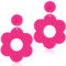 Pendientes de Neón Pendientes de Flores de Acrílico para Mujer Pendientes de Fiesta Retro de Años 80 y 90 Pendientes de Aro de Flores para Niñas Halloween Navidad Joyas para Fiestas (Rosa)