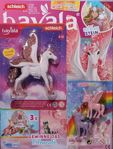 bayala Schleich Magazin 51/2025 Extra: Glitzer-Pegasus Anyla + Radiergummis