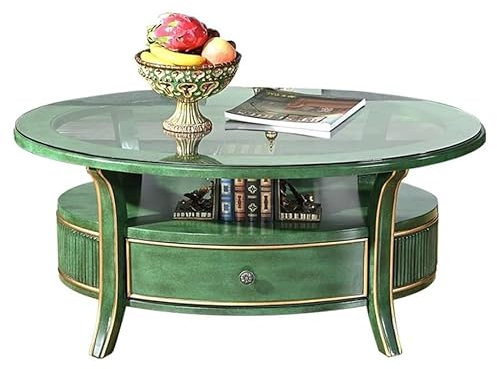 LINKIO Couchtisch Klein Holz Oval Couchtisch Retro Wohnzimmer Teetisch Home Doppel Couchtisch ModerCenter-Tisch für das Wohnzimmer
