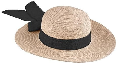 LP Divertissements Lot de 6 - Chapeau de paille nature avec bandeau noir pour femme