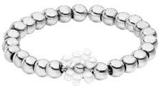 Purelei® Elastischer Blütenring – Ring mit weißen Glasperlen & Edelstahl-Metallkugeln – Größen S/M & M/L – Edelstahl in Gold, Silber oder Roségold – Anxiety - Fidget (Silver, S-M)