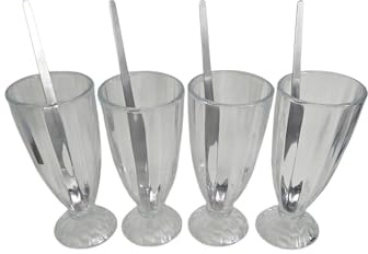 TAMU TAMU Lot de 4 verres Knickerbockerglory du Maroc – Fontaine à soda de style dîner américain, verres à milkshake pour profiter d'une expérience de dessert vintage classique de style dîner