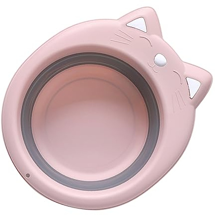 NUOBESTY Lavabo Pliable de Chat Adorable en Pp, Bassine Multifonctionnelle et Peu Encombrante, pour Bébé en Voyage la Maison