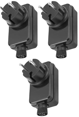 3 Stück LED Netzteil Adapter 12V 1A, Gartenbeleuchtung Led-Adapter,Gartenbeleuchtung Led Adapter, 12V 1A Netzteil, Ip44 Wasserdicht Eu Stecker, Für Lichtleiste Lichterkette Gartenstrahler