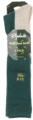 Rydale Men's Welly Boot Socks Knee High Long Length Pack of 2 Wellington Sock For Men