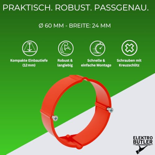 Elektro Butler Putzausgleichsring 60 mm – Ausgleichsring für Unterputzdosen und Hohlwanddosen – Kunststoffring für Gerätedosen (25 x Putzausgleichsring - 24 mm)
