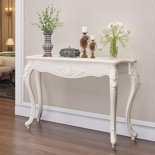 YVYKFZD Table Console Blanche, Table d'Entrée Vintage, Tables d'Appoint Console d'Entrée de Style campagnard, Consoles Meuble étroites pour Couloir Salon(Silver,L 120cm/47.2)
