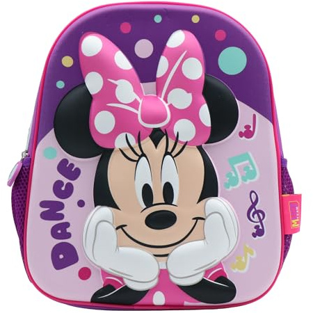 Disney Minnie Mouse Preschool Backpack 1 Case | Cute Nursery Daypack with Bottle Pocket & Padded Straps | Lightweight 1-Compartment Kindergarten Bag | Kids' Lunch Travel Fashion Backpack