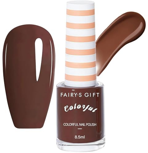 Chocolate Brown Nail Polish - Quick Dry, High Gloss, Long Lasting Autumn Nail Varnish with Oil-Based Formula, No UV Light Needed