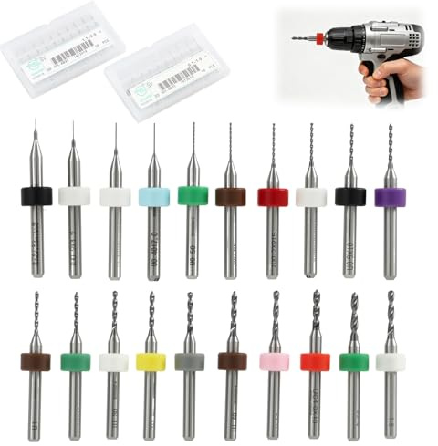 20 Piezas 0,1 mm a 2,0 mm Brocas Micro, Juego de Brocas para PCB, Mini Brocas de Carburo para PCB, Herramientas de Micro Grabado para Grabado, Mini Brocas de Carburo para Madera y Joyería