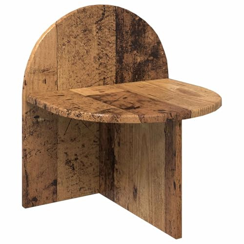 Générique Comodino in legno antico 40 x 35,5 x 45,5 cm | Legno di ingegneria robusto, vassoio rotondo, design moderno, montaggio a parete o a pavimento, facile da montare