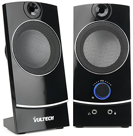 VulTech SP-330 Speaker USB 2.0 per PC e Notebook, 3W RMS, Audio Stereo Cristallino driver metallici da 2,25”, Controllo Volume e Uscita Cuffie, Jack 3,5 mm, Alimentazione USB