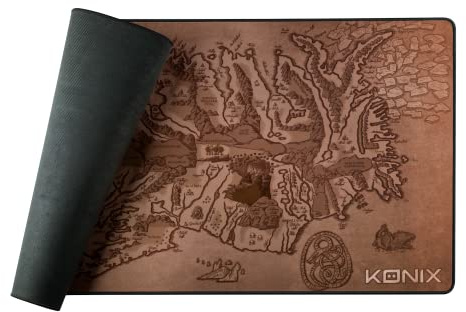 Konix Drakkar Gaming Mouse Mat Arnafelds XXL 90 x 46 cm - Non-Slip Rubber Base - Viking Motif