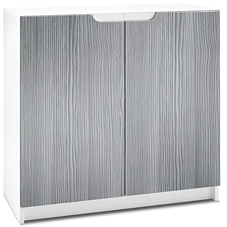 Vladon Sideboard Logan, Made in Germany, Kommode mit 2 Türen, Weiß matt/Avola-Anthrazit (82 x 78 x 37 cm)