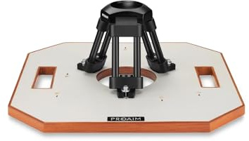 Hi-Hat Proaim 75 mm - rehausse caméra + Porte trépied en Aluminium + Planche de Bois Octogone 39,4 x 39,4 cm | Charge utile jusqu'à 75 kg | pour la Production vidéo de théâtre (HT-BWL75-00)
