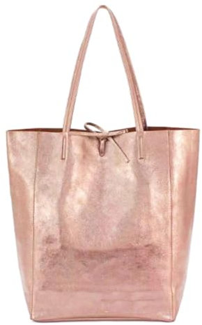 LeahWard Large Leather Hobo Shoulder Bag, Women's Genuine Italian Hand Made Leather Shoulder Bags, Soft Leather Handbags, A4 College School Work Business Bags (Rose Gold)