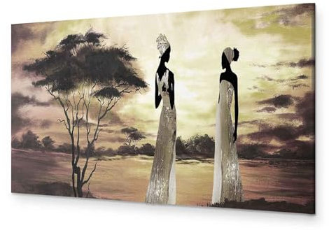 murando - Wandbilder XXL Afrika Frau 120x40 cm 1 tlg - Wand Deko Vlies Leinwand Bilder Groß Wanddeko Wohnzimmer Schlafzimmer Kunstdrucke Panoramabild - Massai im Sonnenuntergang