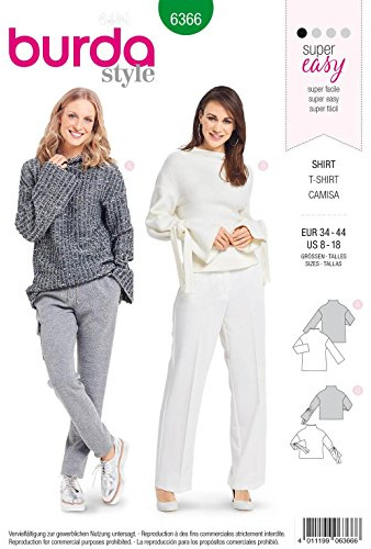 Burda Patron 6366 Women's T-Shirt, from 34-44