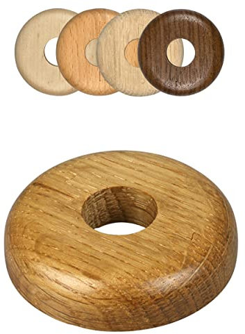 FUX 20 Stück Einzel Heizungsrohr Rosette, 15mm - 22mm, Rohrabdeckung, Abdeckrosetten, Verkleidung, Heizkörper Rosetten, Holz, Parkett, Holzrosetten (19mm, Eiche)