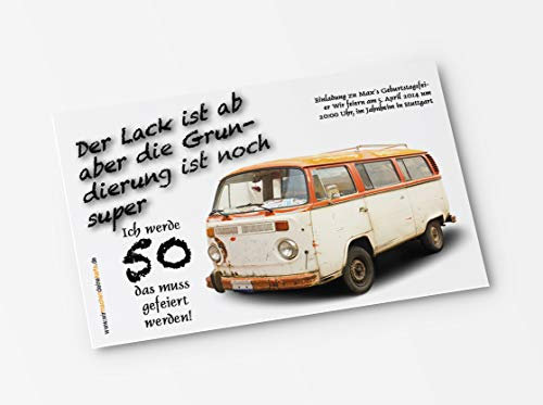 Einladung Einladungskarte lustig Geburtstag (50 Stück) Alter Bus
