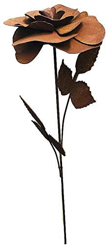 itsisa ® Gartenstecker Rose im Rost Design, Rostfigur für den Garten, Gartendeko, Metalldeko