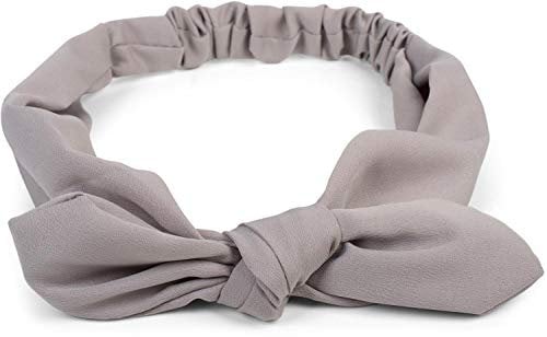 styleBREAKER Damen Haarband einfarbig mit Schleife und Gummizug, Stirnband, Headband, Pinup, Rockabilly, Haarschmuck 04026035, Farbe:Grau