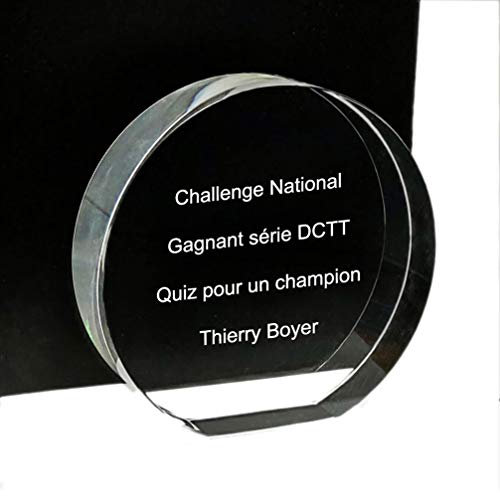 Mon Cadeau en verre Runde Papierpresse aus hochwertigem Glas – runde Trophäe mit persönlicher Botschaft – Gravur auf Glas mit Box – hergestellt in Frankreich