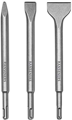 RANSENERS SDS-Plus Point Scalpello e scalpello piatto e Scalpello spatola Set 3 pezzi, 25cm, universale sds-plus, in acciaio super temprato