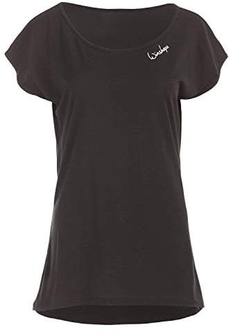 Winshape Damen Ultra leichtes Modal-Kurzarmshirt mit abgerundetem Saum MCT013, All-Fit Style, Fitness Freizeit Sport Yoga Workout, SCHWARZ, M