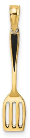 Espátula 3D de oro de 14 quilates con colgante de esmalte negro, mide 21,7 x 5 mm de ancho y 1,95 mm de grosor, regalos de joyería para mujer, Metal