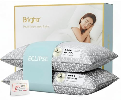 Brightr® Eclipse 2-er Set Extra Festes Memory-Foam-Kissen 40 × 60 cm | Sehr festes, höhenverstellbares Kopfkissen | Extra Fester Halt für Kopf & Nacken | Für Seiten-, Rücken- & Bauchschläfer |