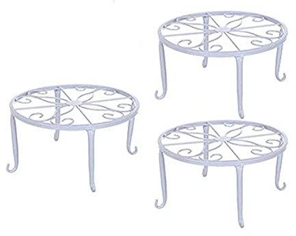 Yeehliny Metall-Pflanzenständer, Blumentopfhalter, Kunst-Topfhalter, Schmiedeeisen, Blumenhocker Blumentopfständer, Flowerpot Basis für Innen-Balkon Outdoor Garten (3PC-Weiß)