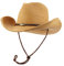 EOZY Sombrero de vaquero occidental con cuerda para mujeres y hombres, plegable, protección solar de verano, sombreros de playa de paja con ala ancha, Caqui, 7-7 1/4
