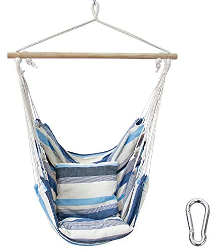 yourGEAR Lombok - Hängesessel mit 2 Kissen - Sitz-Hängematte - Farbauswahl Smaragd (Grün) oder Aqua (Blau) - max 240 kg Labor geprüft - Hängesitz Hängeschaukel 360° Swing Chair [Aqua]