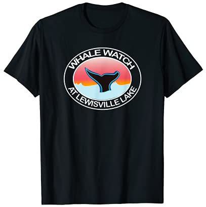 Lustige Wal-Uhr am Lewisville Lake Texas Schwanz Wasser Sonnenuntergang T-Shirt