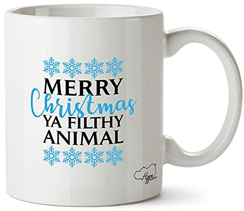 Hippowarehouse Merry Christmas ya Filthy Animal Funny Holiday Spirit Winter Family Friends time Snowflakes Printed Mug Various Colour Options Ceramic Cup Kitchenware 11oz