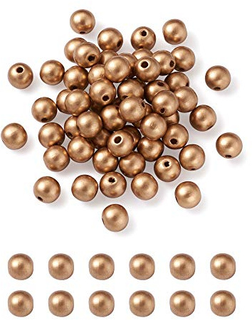 Craftdady 600 Stück goldene Holzperlen, 8 mm, rund, für Schmuckherstellung, Makramee, Basteln, Weihnachtsgirlande, Heimdekorationen